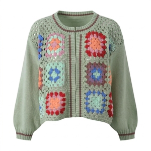 Custom <b>Women</b> Cropped Sweater Knitted <b>Long</b> Sleeve Crew Neck Streetwear Fashion Private Label Wholesale Supplier - Product Image 3