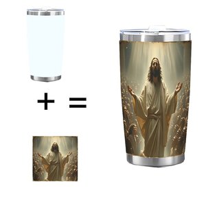 Stainless Steel Tumbler 20oz Double Wall <b>Insulated</b> Travel <b>Mug</b> With Jesus Design - Product Image 1