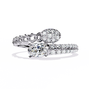 Bague ovale en moissanite avec halo, alliance de mariage, couleur or blanc, bijoux de fiançailles - Product Image 4