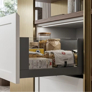 Cajón de Muebles Vietnamita con Extensión Total, Cierre Suave, Telescópico, de Vidrio, Delgado, Metálico, para Cajón, con Luz LED, para Cocina, Cargable - Product Image 1