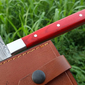 Couteau de chef Burraq personnalisé fait main en acier carbone, lame de 8 pouces, manche en bois, étui, cadeau - Product Image 3