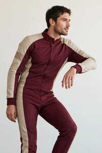 Traje de Motociclista de Cuero para Hombre, Color Borgoña y Beige, Chaqueta y Pantalones, Resistente al Viento, Manga Larga, para Todas las Temporadas - Product Image 4