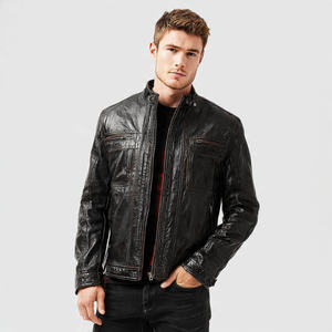 Blouson en cuir pour motard, taille plus, hiver, coupe-vent, respirant, manches longues, avec poche poitrine - Product Image 3