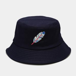 Chapeau Bob Unisexe en Toile de Coton Brodé Motif Plume Décontracté Printemps-Été 56-58CM pour Adulte - Product Image 2