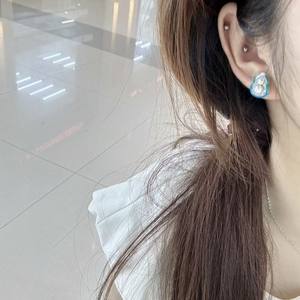 Fu Lu Shuangquan Glacier Blue Gourd Double Bead Earrings Retro Micro-Inlaid Fashion Freshwater <b>Pearl</b> <b>Jewelry</b> Pure Silver - Product Image 4