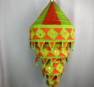 Handmade Fabric <b>Lamp</b> Colorful Bohemian Hanging <b>Lantern</b> Decorative Festival Tent Style Wall Hanging Garden Chandelier Ethnic Home - Product Image 1