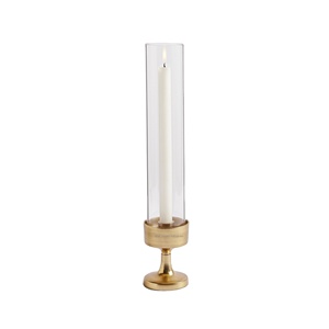 Creative Design <b>Tall</b> Metal/Glass Hurricanes Taper <b>Candle</b> <b>Holder</b> Gold Finished for Living Room Tabletop Lighting Decor - Product Image 1