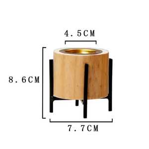 Brûleur d'encens en bois naturel avec support en laiton et cendrier, design tendance, pour Bakhoor et charbon, idéal pour la décoration intérieure et comme cadeau - Product Image 3