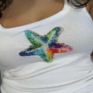 Custom Seed Beads Cotton Silk Embroidery Crop Top Mirror Pearl Work Handmade Custom Logo Customized Color Custom - Product Image 4
