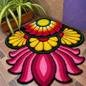 Tapis de sol Diwali Rangoli personnalisé et lavable pour l'entrée de la maison, le temple, la salle de Pooja et la décoration traditionnelle des festivals indiens - Product Image 4