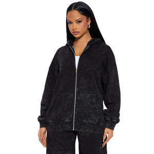 Survêtement oversize à fermeture éclair en tissu molletonné de coton lourd 450 GSM avec votre logo et design personnalisés, prix de gros - Product Image 5