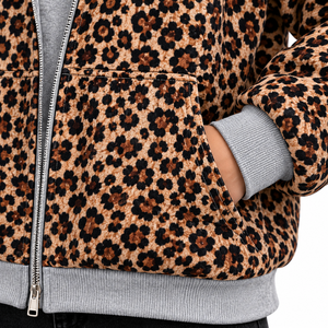 Nexfit Athletics Women's Oversized Heavyweight Winter Color Block <b>Leopard</b> <b>Print</b> Raglan Pullover <b>Hoodie</b> Pocket Cotton Fleece - Product Image 3
