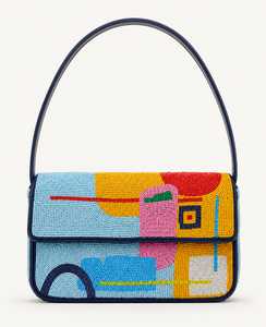 Sac à bandoulière brodé à la main pour femme avec perles de rocaille, artisanat de qualité supérieure, couleurs vibrantes, impression typographique, élégant - Product Image 1