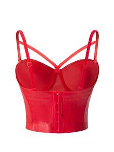 Nouveau débardeur court tendance pour femme en similicuir PU avec fermeture éclair et boucles, style gilet décontracté pour adulte - Product Image 2