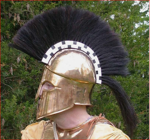 Casque corinthien grec en acier avec plume, casque de chevalier grec - Product Image 1