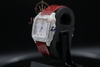Reloj de Acero Inoxidable con Diamantes Moissanite de Alta Gama y Calidad de Exportación, Movimiento Mecánico, Correa de Cuero, para Eventos Formales y Corporativos