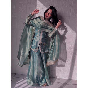 Conjunto de Fiesta de Diseñador, Talla 2XL, Top-Sharara y Dupatta, Estilo Elegante - Product Image 2