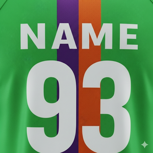 Conjunto de Camiseta de Fútbol Verde Personalizada con Franjas Moradas y Naranjas, Nombre del Equipo 93, Impresión Sublimada, Uniforme de Manga Corta para Hombre - Product Image 6