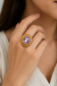 Multi Color Stone <b>Ring</b> in 92.5 Sterling Silver KLSR-12277 - Product Image 5