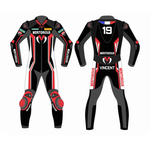 Unisex Cowhide/Kangaroo Custom Leather Motorcycle One Piece Racing Suit Jumpsuit/Traje with Hump CE <b>Level</b> 2 Protective Armored - Product Image 1