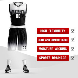 Conjunto de Uniforme de Baloncesto Sublimado Personalizado para Hombre, Transpirable, de Malla, de Secado Rápido, para Entrenamiento en Equipo, con Diseño Degradado - Product Image 2