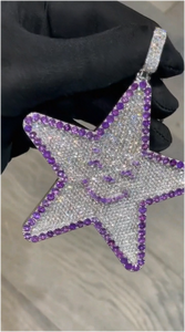 จี้ห้อยคอฮิปฮอปแบบกำหนดเอง เงินแท้ 925 ประดับเพชรโมอิสซาไนต์ทรงกลมเจียระไนแบบเหลี่ยม ดีไซน์รูปดาว สำหรับทั้งชายและหญิง - Product Image 3