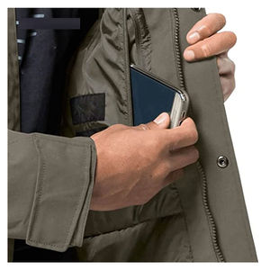 <b>Men's</b> Hooded <b>Long</b> Jacket <b>Waterproof</b> Down Filled Solid Color Winter <b>Coat</b> with Fur Trim and Multiple Pockets - Product Image 2