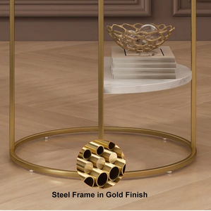 Multi-functional Luxury Furniture 3 Tier <b>Side</b> <b>Table</b> with Tray <b>Gold</b> Plated Metal End <b>Table</b> for Living Room, Drawing Room, Office - Product Image 6