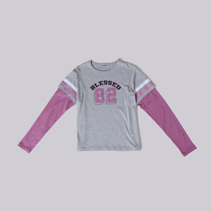 เสื้อยืดโอเวอร์ไซส์ทรงบ็อกซี่สองชั้น พิมพ์ลายกราฟิกตามสั่ง ดีไซน์ใหม่ สำหรับผู้ชาย ผ้าฝ้าย คอกลม แขนยาว - Product Image 1