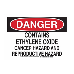 Panneau de signalisation de danger Brady en PVC pour laboratoires et zones chimiques, 7x10 pouces, avertissement d'oxyde d'éthylène - Product Image 1