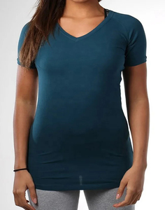 Nueva Camiseta Deportiva Casual Cómoda de Manga Corta con Cuello en V, Blusa Blanca Ajustada para Mujer, Transpirable, de Secado Rápido y Sostenible - Product Image 5