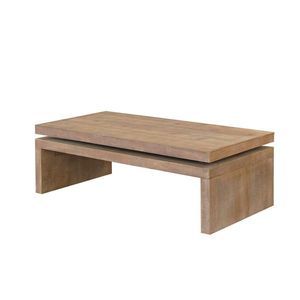 Modern Rustic Wood 47.6\" L X 23.6\" W X 16.3\" H Rectangular Coffee Table with Floating Top Design for Living Room Center - Product Image 5