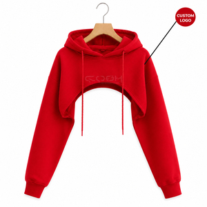 Cosh International Sorority Sisterhood Cropped <b>Hoodie</b> Sweatshirt <b>Red</b> Pullover Hooded Crop Top Custom Logo Streetwear OEM ODM - Product Image 1