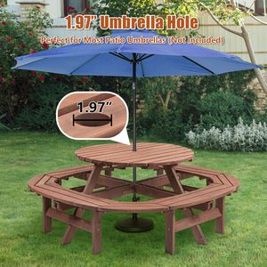 Tavolo da Picnic in Legno per 10-12 Persone, Sgabello ad Anello Fai-da-Te per Esterni, Patio, Giardino, Capacità di Carico 500 lb - Product Image 3