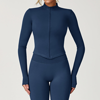 Ropa de Yoga Personalizada para Mujer, Transpirable, de Spandex, Corte Regular, Chaquetas con Cierre, Tallas Grandes, Reversible, Ecológica, Elástica en Cuatro Direcciones, para Gimnasio