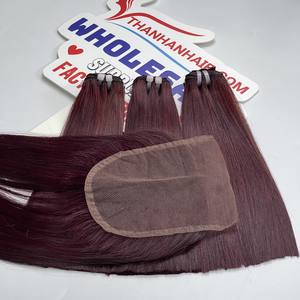 Ofertas de Paquetes de Cabello Humano Virgen Vietnamita con Cierre de Encaje Transparente, Liso, Precio de Proveedor al por Mayor - Product Image 3