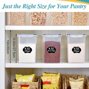 Contenitori per Riso 2 Pezzi 9,5L, Barattoli Ermetici Extra Grandi per 25 libbre di Farina e Zucchero, Organizzazione Dispensa - Product Image 5