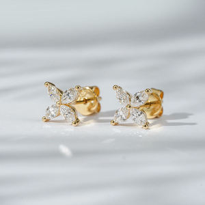 Pendientes de Diamantes Cultivados en Laboratorio con Corte Marquesa en Oro, Oro Rosa, Oro Blanco o Plata VVS VS D E F para Mujer - Product Image 6