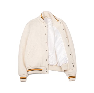 2025 chaquetas universitarias bordadas con letras personalizadas fabricante de ropa chaquetas de béisbol en blanco de lana informal para hombres - Product Image 3