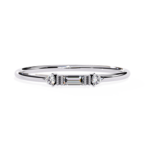 Bagues minimalistes en diamant pour femmes, diamants naturels 100% extraits de l'exploitation minière, baguettes et diamants ronds, or massif 18 carats, bagues empilables, fournisseur - Product Image 3