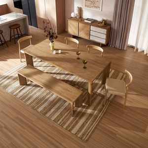 Juego de Comedor Moderno de Madera, 6 Sillas con Respaldo Sólido, Mesa Rectangular, Estilo Escandinavo, Muebles Duraderos para el Hogar - Product Image 2
