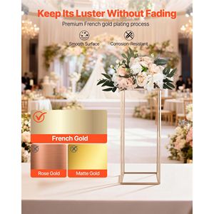 Supporto per Fiori da Matrimonio, Confezione da 10, Espositore Floreale Rettangolare in Acrilico Dorato da 60 cm - Product Image 4