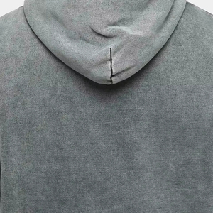 เสื้อฮู้ดดี้โอเวอร์ไซส์ สตรีทแวร์ผู้ชาย สีซีดแบบวินเทจ ซักล้างแล้ว บริการ OEM มีกระเป๋าและเชือกผูก พร้อมอุปกรณ์ครบชุด - Product Image 6