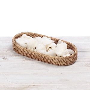 Combo oval tray hand woven rattan trays tiramisu fruit <b>snack</b> display <b>container</b> countertop organiser - Product Image 2
