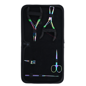 Kit de herramientas para extensiones de cabello con pinzas para extensiones de cabello con microanillos, gancho para extraer cabello, mini tijeras, separador de cabello, estuche de rexina. - Product Image 5