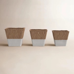 Set of 3 seagrass <b>baskets</b> in 2 colors Handmade <b>Storage</b> <b>Basket</b> Wholesale eco-friendly Made in Vietnam - Product Image 1