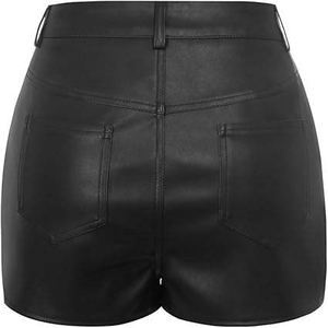 Shorts en cuir pour femme coupe droite, collection été 2025, style disco, taille mi-haute, respirant, tricoté, pour boîte de nuit, effet push-up fessier - Product Image 4