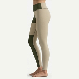 Leggings taille haute pleine longueur color block en tricot extensible Spandex Nylon pour femme, style patchwork, toutes saisons, pour yoga, gym et sport - Product Image 3