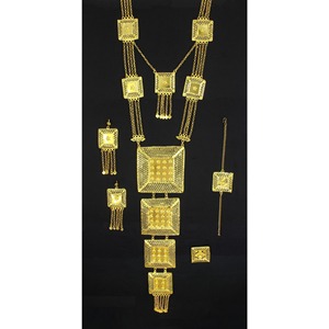 Necklace With Earrings <b>Jewellery</b> Set Goldplated Pure <b>Brass</b> High Quality Uae Dubai Necklace Design Necklace <b>Jewellery</b> Set - Product Image 5