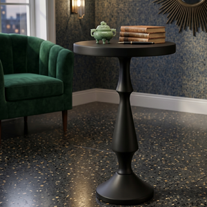 <b>Black</b> <b>Round</b> <b>Side</b> <b>Table</b> Metal Pedestal Accent <b>Table</b> Modern End <b>Table</b> for Living Room Bedroom Hotel - Product Image 5